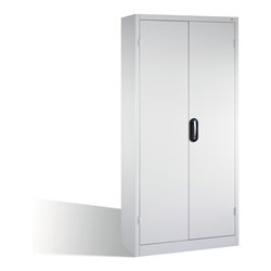 C+P Schwerlast-Werkzeugschrank mit Drehtüren, innen 4 Böden, H1950xB930xT400mm Front Lichtgrau Korpus Lichtgrau