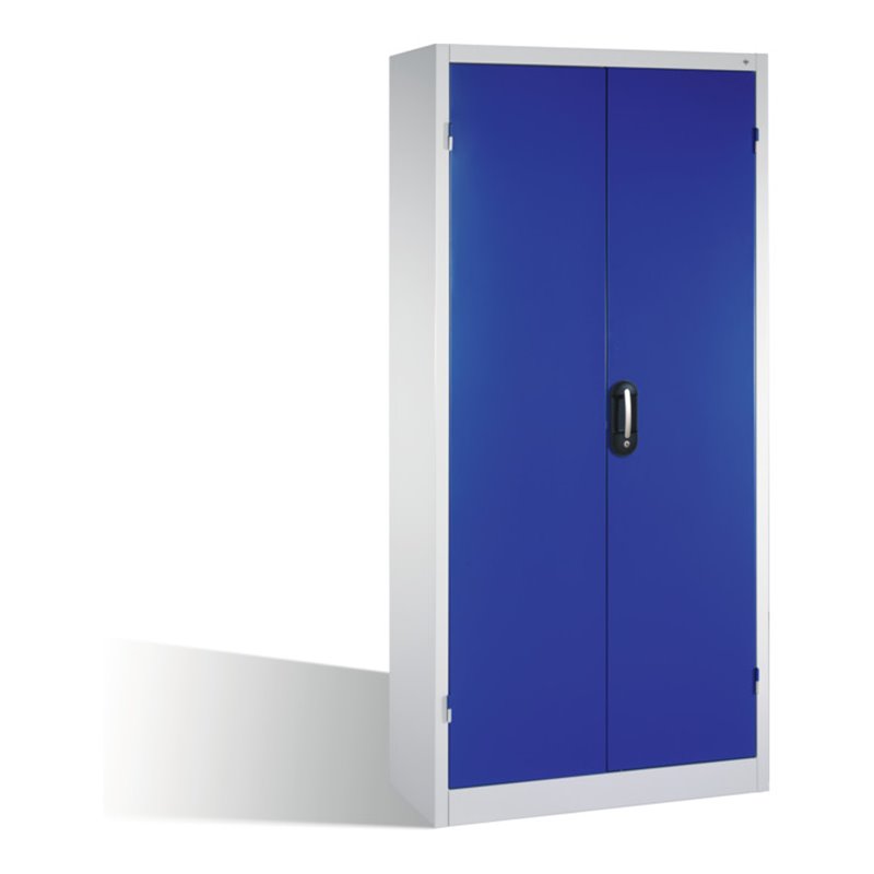 C+P Schwerlast-Werkzeugschrank mit Drehtüren, innen 4 Böden, H1950xB930xT400mm Front Enzianblau Korpus Lichtgrau