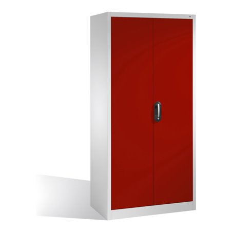 C+P Werkzeugschrank mit Drehtüren, innen 4 Böden, H1950xB930xT500mm Front Rubinrot Korpus Lichtgrau