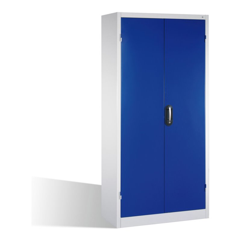 C+P Schwerlast-Werkzeugschrank mit Drehtüren, innen 4 Böden, H1950xB930xT500mm Front Enzianblau Korpus Lichtgrau