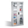 C+P Werkzeugschrank mit Sichtfenster-Drehtüren, innen 4 Böden, H1950xB930xT500mm Front Lichtgrau Korpus Lichtgrau