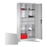 C+P Werkzeugschrank mit Drehtüren, 6 Böden, 4 Schübe, H1950xB930xT500mm Front Lichtgrau Korpus Lichtgrau