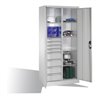 C+P Werkzeugschrank mit Drehtüren, 6 Böden, 8 Schübe, H1950xB930xT500mm Front Lichtgrau Korpus Lichtgrau