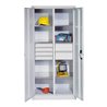 C+P Werkzeugschrank mit Drehtüren, 6 Böden, 6 Schübe, H1950xB930xT500mm Front Lichtgrau Korpus Lichtgrau