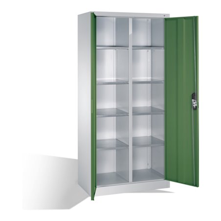 C+P Werkzeugschrank mit Drehtüren, innen 10 Fächer, H1950xB930xT500mm Front Resedagrün Korpus Lichtgrau