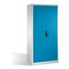 C+P Werkzeugschrank mit Drehtüren, 4 Böden und Garderobenstange, H1950xB930xT500mm Front Lichtblau Korpus Lichtgrau