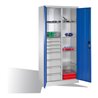 C+P Werkzeugschrank mit Drehtüren, 6 Böden, 8 Schübe, H1950xB930xT500mm Front Lichtblau Korpus Lichtgrau