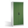 C+P Werkzeugschrank mit Drehtüren, 4 Böden und Garderobenstange, H1950xB930xT500mm Front Resedagrün Korpus Lichtgrau