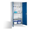 C+P Umweltschrank mit Drehtüren, 4 Wannenböden, H1950xB930xT500mm Front Enzianblau Korpus Lichtgrau