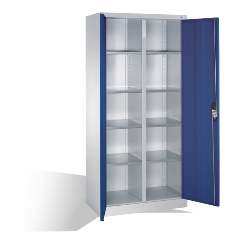 C+P Werkzeugschrank mit Drehtüren, innen 10 Fächer, H1950xB930xT500mm Front Enzianblau Korpus Lichtgrau