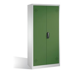 C+P Umweltschrank mit Drehtüren, 4 Polyethylen-Wannen, H1950xB930xT500mm Front Resedagrün Korpus Lichtgrau