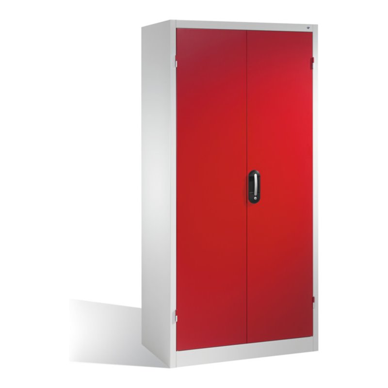 C+P Werkzeugschrank mit Drehtüren, 3 Böden und 3 Schübe, H1950xB930xT500mm Front Rubinrot Korpus Lichtgrau