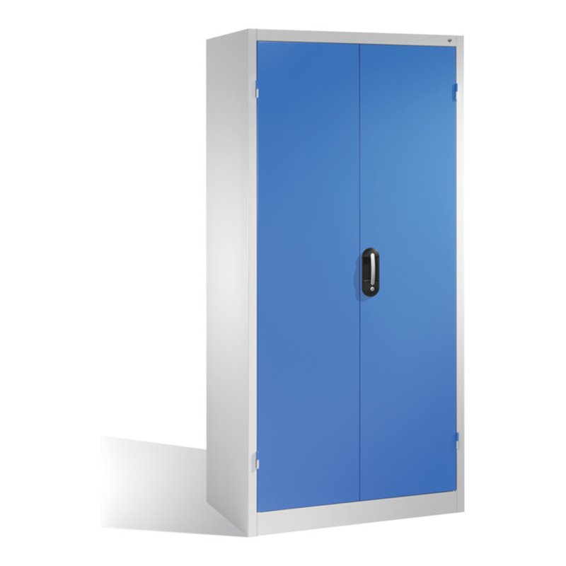 C+P Werkzeugschrank mit Drehtüren, 3 Böden und 3 Schübe, H1950xB930xT500mm Front Lichtblau Korpus Lichtgrau