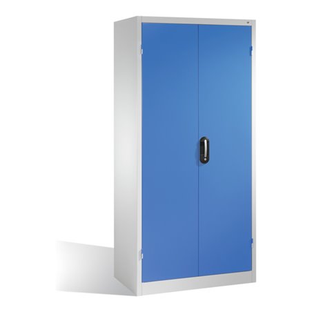 C+P Werkzeugschrank mit Drehtüren, 3 Böden und 3 Schübe, H1950xB930xT500mm Front Lichtblau Korpus Lichtgrau