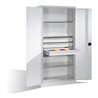 C+P Schwerlastschrank mit Drehtüren, 3 Böden und 3 Schübe, H1950xB930xT500mm Front Lichtgrau Korpus Lichtgrau