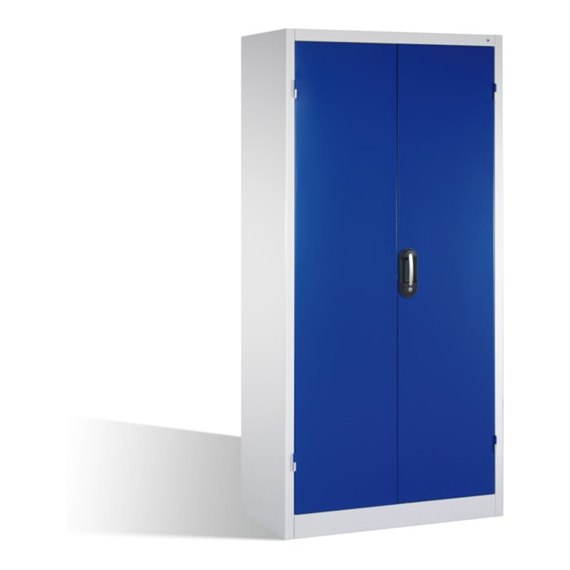 C+P Schwerlast-Werkzeugschrank mit Drehtüren, innen 4 Böden, H1950xB930xT600mm Front Enzianblau Korpus Lichtgrau