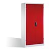 C+P Schwerlast-Werkzeugschrank mit Drehtüren, innen 4 Böden, H1950xB930xT600mm Front Rubinrot Korpus Lichtgrau