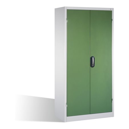 C+P Schwerlast-Werkzeugschrank mit Drehtüren, innen 4 Böden, H1950xB930xT600mm Front Resedagrün Korpus Lichtgrau