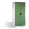 C+P Schwerlast-Werkzeugschrank mit Drehtüren, innen 4 Böden, H1950xB930xT600mm Front Resedagrün Korpus Lichtgrau