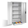 C+P Werkzeugschrank mit Drehtüren, 4 Böden und 3 Schübe, H1950xB930xT600mm Front Lichtgrau Korpus Lichtgrau