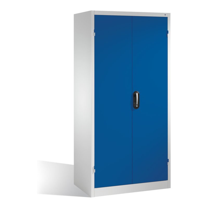 C+P Werkzeugschrank mit Drehtüren, 3 Böden und 3 Schübe, H1950xB930xT600mm Front Enzianblau Korpus Lichtgrau