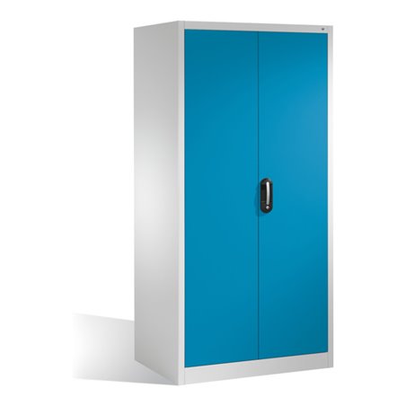 C+P Werkzeugschrank XXL mit Drehtüren, innen 4 Böden, H1950xB930xT800mm Front Lichtblau Korpus Lichtgrau