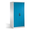 C+P Werkzeugschrank XXL mit Drehtüren, innen 4 Böden, H1950xB930xT800mm Front Lichtblau Korpus Lichtgrau