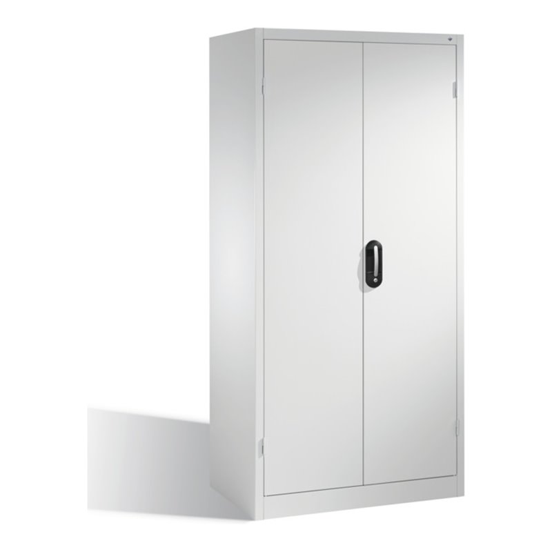 C+P Schwerlastschrank mit Drehtüren, 4 Böden und 3 Schübe, H1950xB930xT600mm Front Lichtgrau Korpus Lichtgrau
