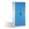 C+P Schwerlastschrank mit Drehtüren, 4 Böden und 3 Schübe, H1950xB930xT600mm Front Lichtblau Korpus Lichtgrau