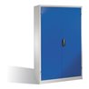 C+P Schwerlast-Werkzeugschrank mit Drehtüren, innen 4 Böden, H1950xB1200xT400mm Front Enzianblau Korpus Lichtgrau