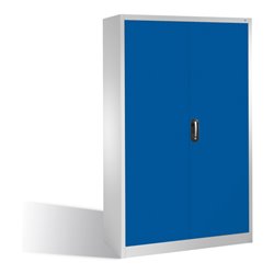 C+P Werkzeugschrank mit Drehtüren, innen 4 Böden, H1950xB1200xT400mm Front Enzianblau Korpus Lichtgrau