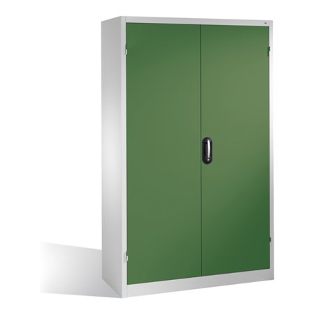 C+P Schwerlast-Werkzeugschrank mit Drehtüren, innen 4 Böden, H1950xB1200xT400mm Front Resedagrün Korpus Lichtgrau