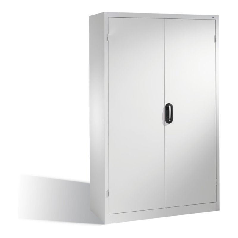 C+P Schwerlast-Werkzeugschrank mit Drehtüren, innen 4 Böden, H1950xB1200xT400mm Front Lichtgrau Korpus Lichtgrau