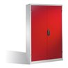 C+P Schwerlast-Werkzeugschrank mit Drehtüren, innen 4 Böden, H1950xB1200xT400mm Front Rubinrot Korpus Lichtgrau