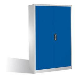 C+P Werkzeugschrank mit Drehtüren, innen 4 Böden, H1950xB1200xT500mm Front Enzianblau Korpus Lichtgrau