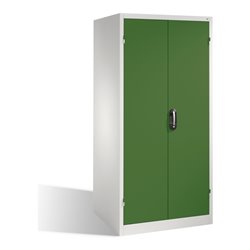 C+P Schwerlast-Werkzeugschrank XXL mit Drehtüren, innen 4 Böden, H1950xB930xT800mm Front Resedagrün Korpus Lichtgrau