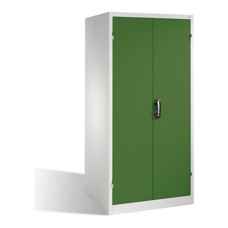 C+P Schwerlast-Werkzeugschrank XXL mit Drehtüren, innen 4 Böden, H1950xB930xT800mm Front Resedagrün Korpus Lichtgrau