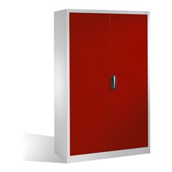 C+P Werkzeugschrank mit Drehtüren, innen 4 Böden, H1950xB1200xT500mm Front Rubinrot Korpus Lichtgrau