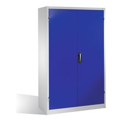 C+P Schwerlast-Werkzeugschrank mit Drehtüren, innen 4 Böden, H1950xB1200xT500mm Front Enzianblau Korpus Lichtgrau