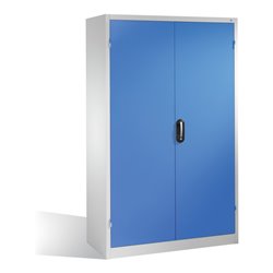 C+P Schwerlast-Werkzeugschrank mit Drehtüren, innen 4 Böden, H1950xB1200xT500mm Front Lichtblau Korpus Lichtgrau