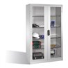C+P Werkzeugschrank mit Sichtfenster-Drehtüren, innen 4 Böden, H1950xB1200xT500mm Front Lichtgrau Korpus Lichtgrau