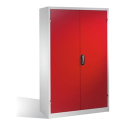 C+P Schwerlast-Werkzeugschrank mit Drehtüren, innen 4 Böden, H1950xB1200xT500mm Front Rubinrot Korpus Lichtgrau
