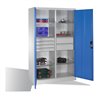 C+P Werkzeugschrank mit Drehtüren, 6 Böden, 6 Schübe, H1950xB1200xT500mm, Lichtgrau/Lichtblau