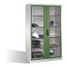 C+P Werkzeugschrank mit Sichtfenster-Drehtüren, innen 4 Böden, H1950xB1200xT500mm Front Resedagrün Korpus Lichtgrau