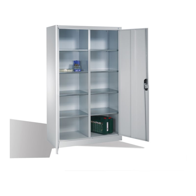 C+P Werkzeugschrank mit Drehtüren, innen 10 Fächer, H1950xB1200xT500mm Front Lichtgrau Korpus Lichtgrau