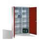 C+P Werkzeugschrank mit Drehtüren, innen 10 Fächer, H1950xB1200xT500mm Front Rubinrot Korpus Lichtgrau