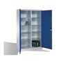 C+P Werkzeugschrank mit Drehtüren, innen 10 Fächer, H1950xB1200xT500mm Front Enzianblau Korpus Lichtgrau