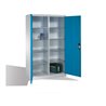 C+P Werkzeugschrank mit Drehtüren, innen 10 Fächer, H1950xB1200xT500mm Front Lichtblau Korpus Lichtgrau