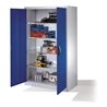 C+P Werkzeugschrank mit Drehtüren, innen 4 Böden, H1950xB1200xT600mm Front Enzianblau Korpus Lichtgrau
