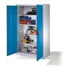 C+P Werkzeugschrank mit Drehtüren, innen 4 Böden, H1950xB1200xT600mm Front Lichtblau Korpus Lichtgrau